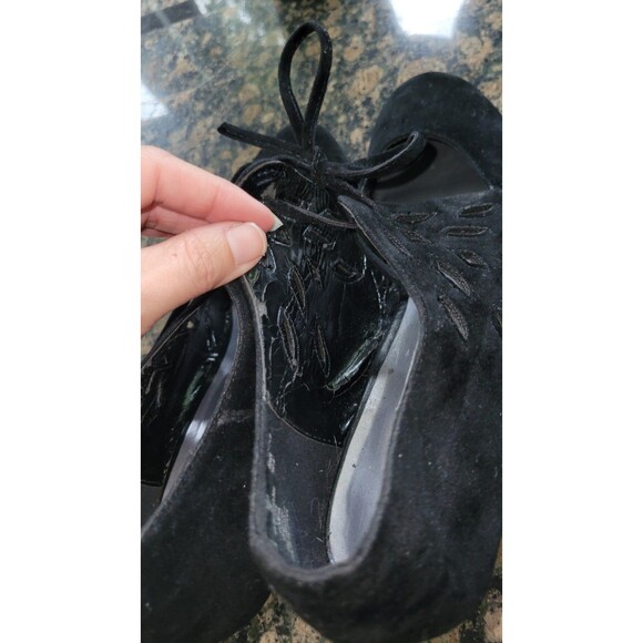 Apostrophe Black Wedge Women's Shoes with Lace-up Detail with Cut-Outs Size 10M - Picture 13 of 14